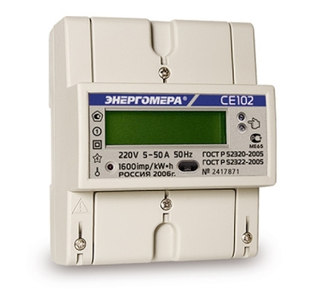 Счетчик электрический СЕ102 R5 145OK, 1.0, 5-60A,4T,1ф, электрический многтариф. фото 1