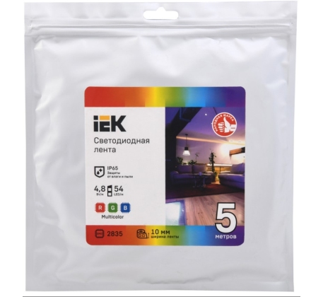 Лента светодиод LSR-2835 4.8Вт 54Led 12В мультиколор IP20 5м IEK фото 1