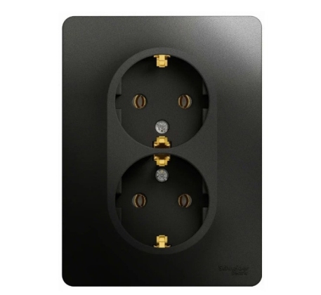 Розетка 2гн с 3/К с/у антрацит в сборе Glossa Schneider Electric GSL000724 фото 1