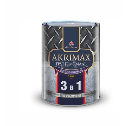 Грунт-эмаль по ржавчине AKRIMAX-PREMIUM быстросохнущая матовая белый 0.8кг фото 1