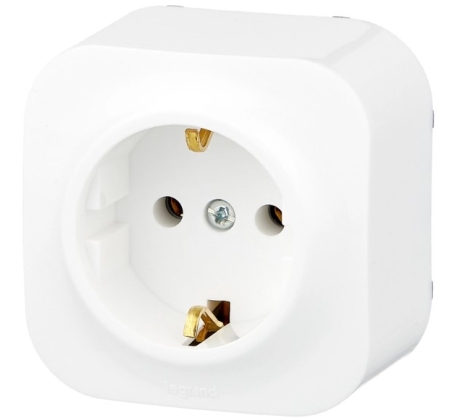 Розетка Legrand Quteo 1гн. c З/К о/у  белый IP20 /782211/ фото 1
