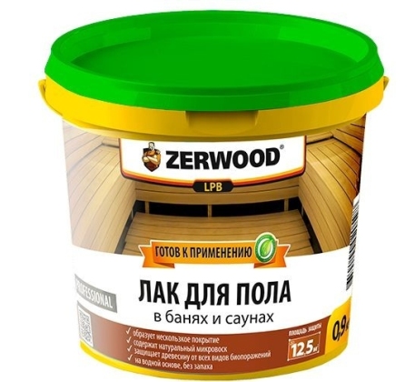 Лак ZERWOOD LPB д/пола в банях и саунах 0.9кг фото 1
