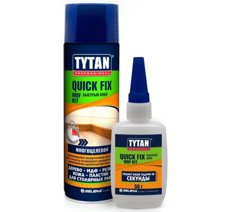 Клей Titan Professional двухкомпонент. цианфкрилатный  для МДФ прозрачный 400мл/100г. фото 1