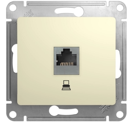 Розетка 1гн комп RJ45 с/у крем механизм Glossa Schneider Electric GSL000281K фото 1