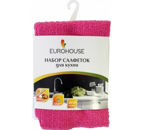 Салфетка микрофибр. 30*30см (набор-5шт.) ЕвроХаус 9378 фото 1