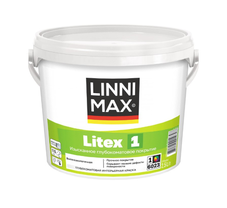 Краска ВД LINNIMAX Litex/Литекс 1 для внутренних работ База 1 2.5л. фото 1