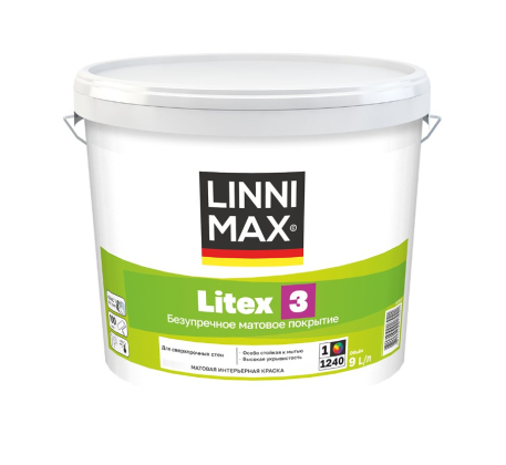Краска ВД LINNIMAX Litex/Литекс 3 для внутренних работ База 1 2.5л. фото 1