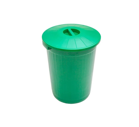 Бак мусорный зеленый с крышкой 80л. 097723 фото 1