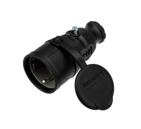 Колодка 1гн с З/К черная каучук с крышкой переносная 16А IP44 PROCONNECT 111-004-04 фото 1