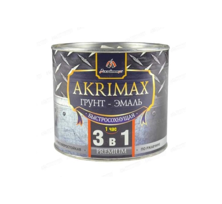 Грунт-эмаль по ржавчине AKRIMAX-PREMIUM быстросохнущая матовая зеленая 1.7кг фото 1
