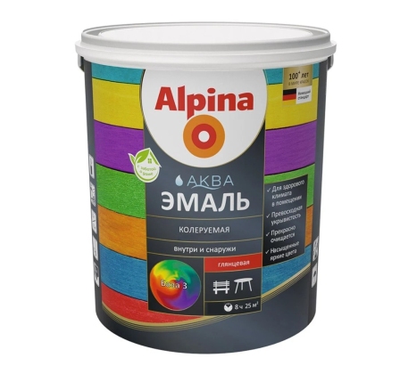 Эмаль акриловая Альпина Аква глянцевая База 3 2.35л. фото 1
