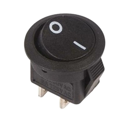 Выключатель клавишный круглый 250V 3А (2с) ON-OFF черный Micro REXANT 36-2510 фото 1