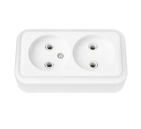 Розетка 2гн без З/К о/у белый IP20 Пралеска Беларусь РА16-260 фото 1