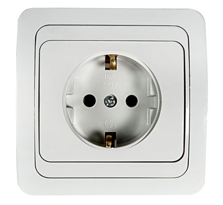 Розетка IN HOME Classico 1гн с З/К с/у белая IP20 /2028-W/ фото 1
