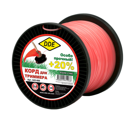 Леска DDE Hard line круг армированный 2.0мм*126м серый/красный 645-068 фото 1