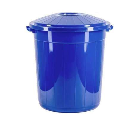 Бак мусорный синий с крышкой 60л. (вторичка) 097617 фото 1