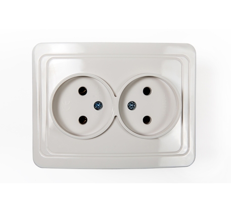 Розетка IN HOME Classico 2гн без З/К с/у белая IP20 /2102-W/ фото 1