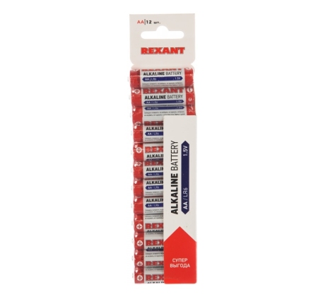 Элемент питания LR6 (АА) алкалиновый бл. 12шт Rexant  30-1026 фото 1