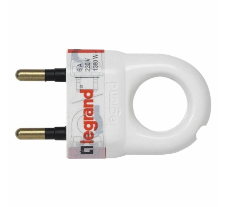 Вилка плоская с кольцом без З/К белая 6А Helium  LEGRAND фото 1