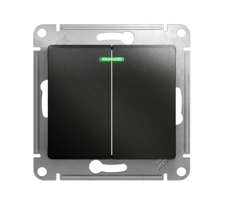 Выключатель 2кл с подсв с/у антрацит механизм Glossa Schneider Electric GSL000753 фото 1