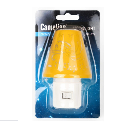 Ночник светодиод с выкл Camelion NL-192 0.5W 4LED 100x70x95 Светильник желтый 220V, пластик фото 1