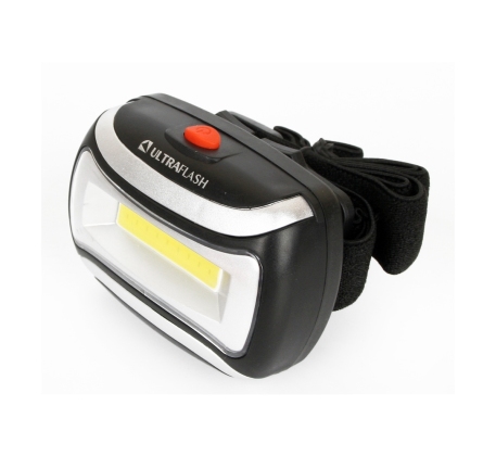 Фонарь электр. светодиод.Ultraflash LED5380 налоб.черный+сереб., IPX4 3 реж, (1/50/100шт)12870/87896 фото 1