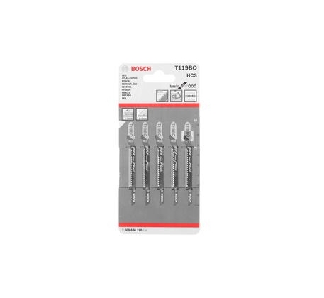 Пилки д/лобзика Bosch 1уп/5шт. Т119ВО, HCS (дерево) 2608630310 фото 1