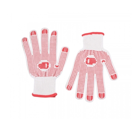 Перчатки трикотажные х/б,10 кл.,точка, ПВХ-гель, р. L-XL, белые 50-10-20  DERZHI  701347 фото 1