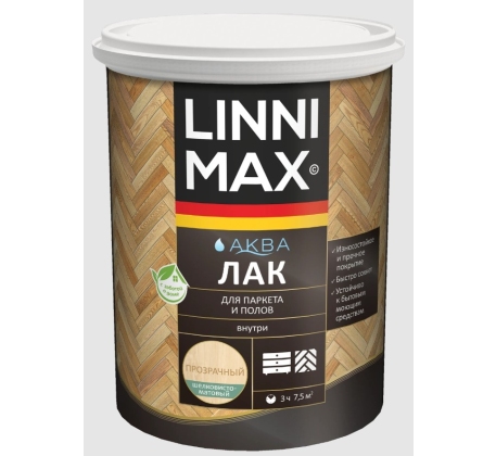 Лак акриловый LINNIMAX Аква Лак для дерева шелковисто-матовый 0.9л. фото 1