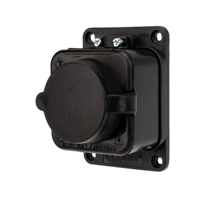 Колодка 1гн с 3/К черная каучук с крышкой настенная 16А IP54 REXANT 111-111 фото 1