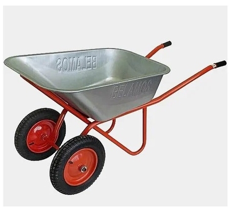Тачка строительная жвухколесная WB6418S 100л. 200кг. цинк. пневмо колесо 14