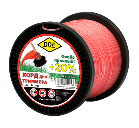 Леска DDE Hard line круг армированный 3.0мм*120м серый/красный 241-956 фото 1