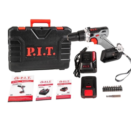 Дрель акк. P.I.T. PBM 20H-10A/1*** (20В, 1х2Ач Li-lon, 28Нm, патром 10мм, зарядка, кейс) фото 1