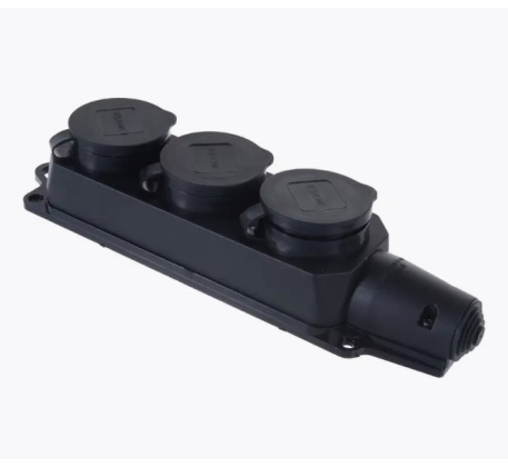 Колодка 2гн с З/К черная каучук с крышкой 16А IP44 PROCONNECT 111-112-4 фото 1
