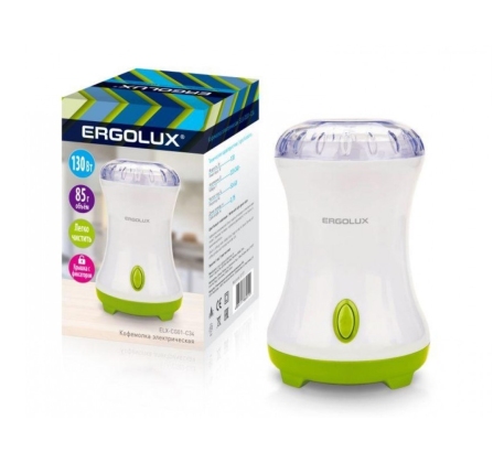 Кофемолка электрическая «Ergolux» ELX-CG01-С34, бело-салатовая, 130Вт  /13977 фото 1