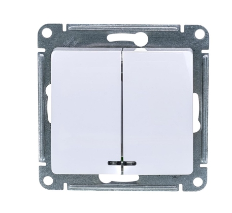 Выключатель 2кл с подсв с/у белый механизм Glossa Schneider Electric GSL000153 фото 1