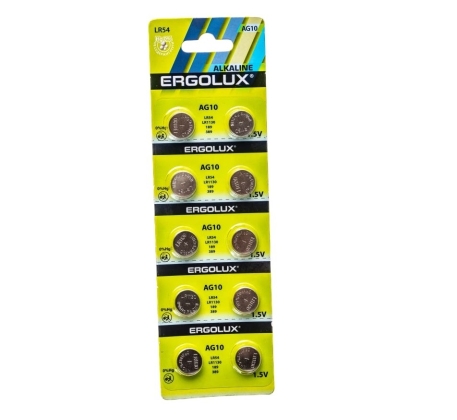Батарейка «Ergolux» AG-10 LR54 BL-10   (10*-блистер  200 комп.)/14321/891582 фото 1