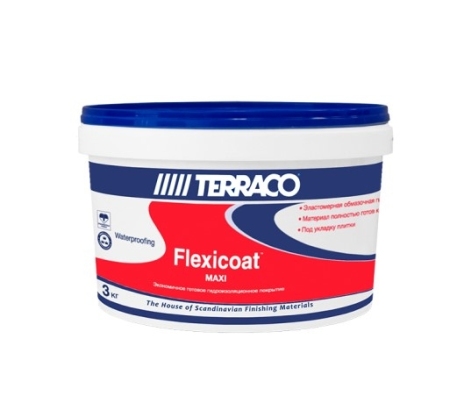 Гидроизоляционное покр. ТЕРРАКО Flexicoat Maxi 3кг готовое к применению фото 1