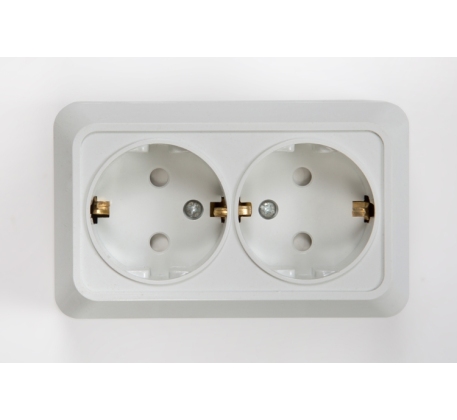 Розетка IN HOME Bolleto 2гн с З/К о/у белая IP20 /7128-W/ фото 1