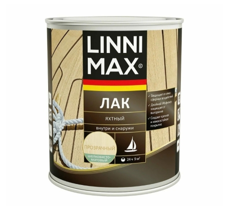 Лак алкидно-уретановый LINNIMAX Лак Яхтный шелковисто-матовый 0.75л. фото 1