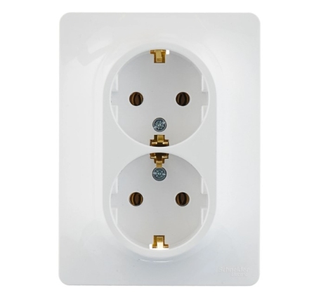 Розетка 2гн с 3/К с/у белый в сборе 16А Glossa Schneider Electric GSL000124 фото 1