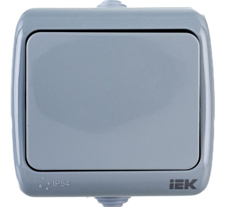 Выключатель 1кл о/у серый 10А IP54 ВС-20-1-0-A AQUATIC IEK фото 1