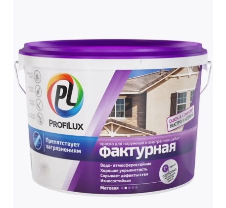 Краска ВД Profilux фасадная фактурная матовая белая 9 кг фото 1
