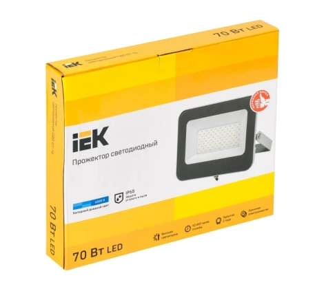 Прожектор IEK LED СДО-7 70W 6300Лм 6500К IP65 серый фото 1