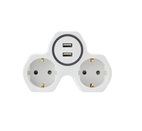 Двойник 2гн с З/К +2USB шторки белый 16А REXANT 11-1089 фото 1