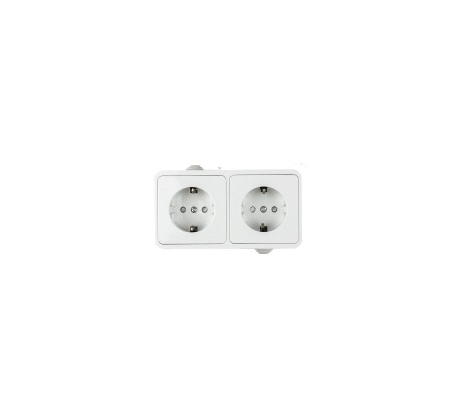 Розетка IN HOME AQUA 2гн с З/К шторки о/у белая IP44 /3123-W/ фото 1