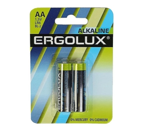 Батарейка «Ergolux» Alkaline LR6 BL-2   (2*АА-блистер  180 комп.)/11747/870976 фото 1