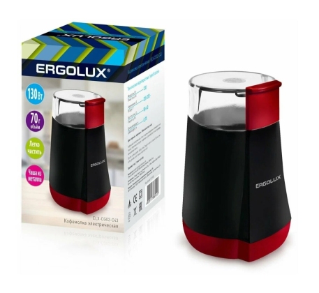 Кофемолка электрическая «Ergolux» ELX-CG02-С43, черно-красная, 130Вт  /13978 фото 1