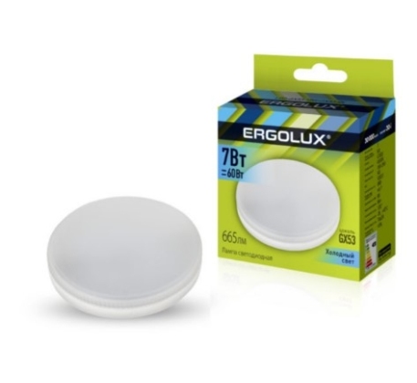 Лампа светодиодная «Ergolux» LED GX53  7W, 60Вт (GX53) 4500К  (1/10/100шт)/13513/884263 фото 1