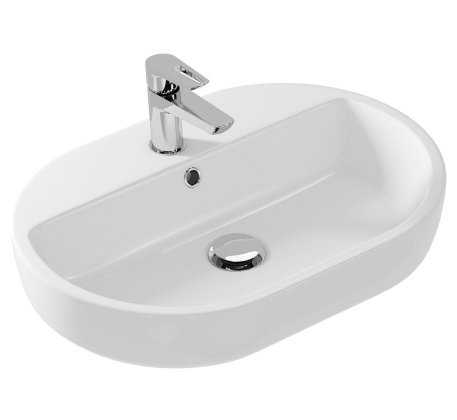 Раковина встраиваемая CASPIA 60 OVAL 1 отв., овальная, белая фото 1